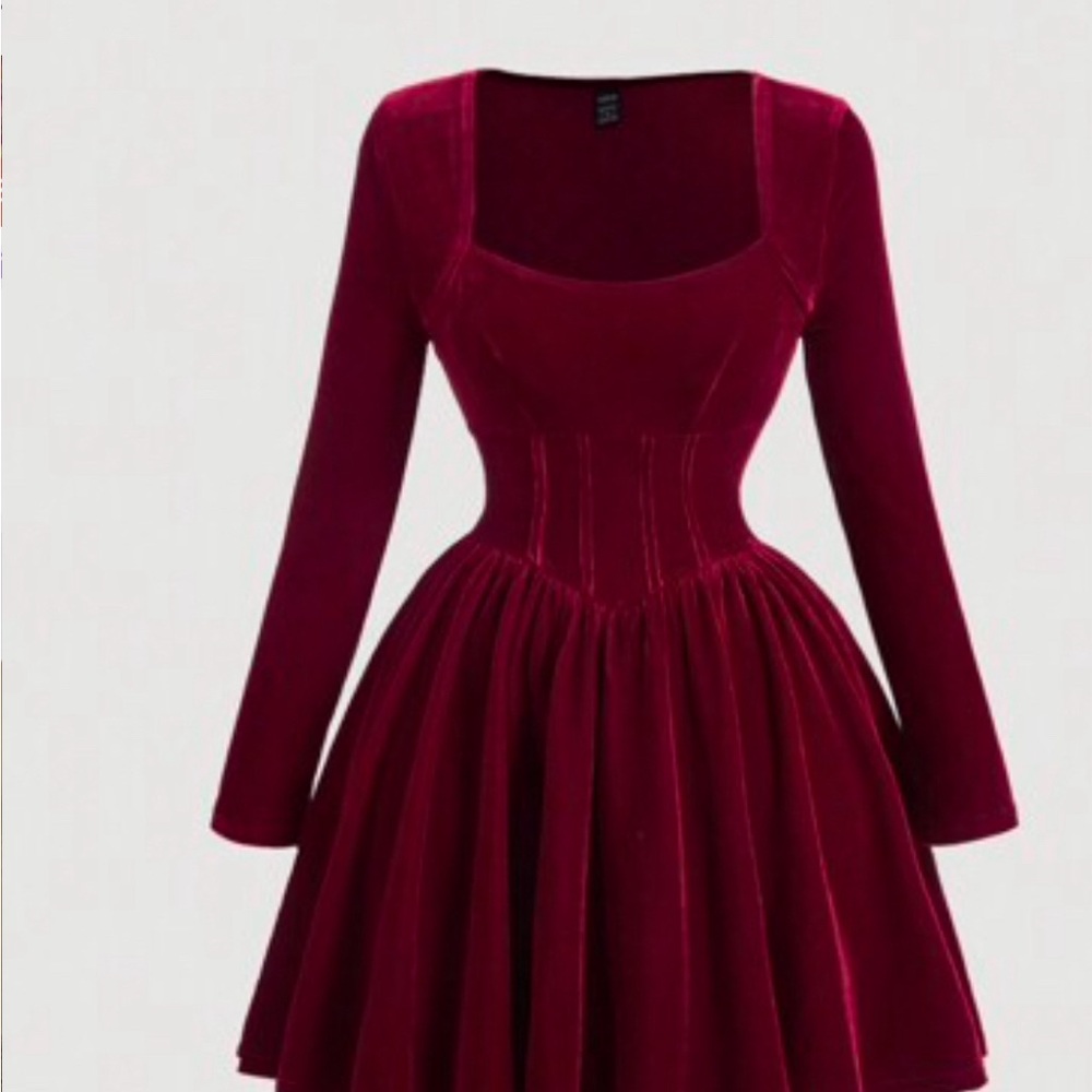 Elegant Burgundy Velvet Dress
